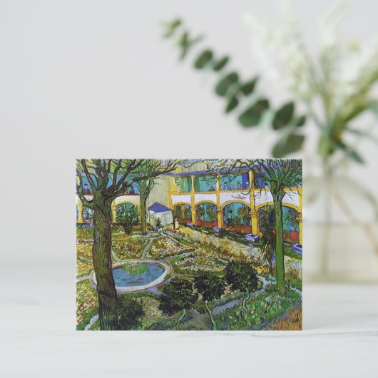 Courtyard of Hospital in Arles, Vincent van Gogh Briefkaart (Staand voorkant)