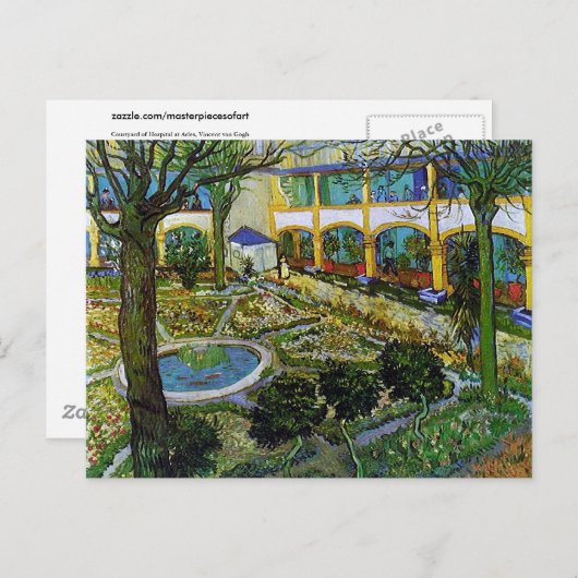 Courtyard of Hospital in Arles, Vincent van Gogh Briefkaart (Voorkant / Achterkant)