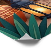 Courtyard Sunset Art - Boho Turquoise Arches Palm  Poster (Hoek)