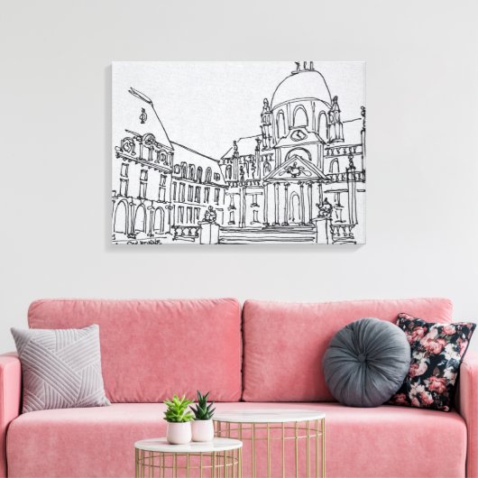 Courtyard van La Sorbonne | Universiteit van Parij Canvas Afdruk (Insitu (Woonkamer))
