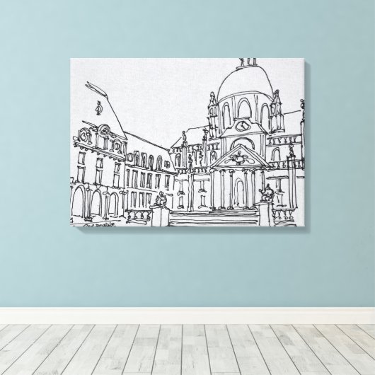 Courtyard van La Sorbonne | Universiteit van Parij Canvas Afdruk (Insitu (Houten vloer))