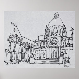 Courtyard van La Sorbonne Universiteit van Parij Poster