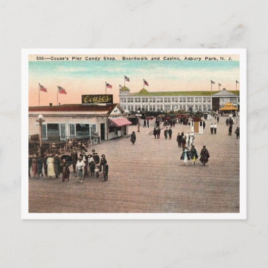 Couse's Pier, Snoep Shop, Asbury Park NJ Briefkaart (Voorkant)