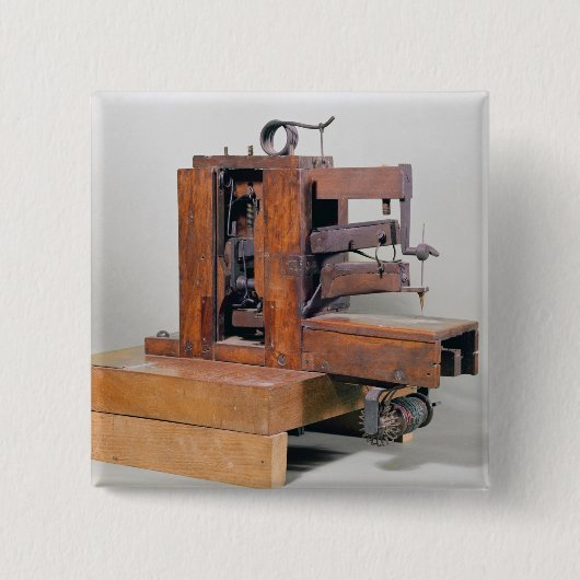 Couseuse', eerste naaimachine, 1830 vierkante button 5,1 cm (Voorkant)