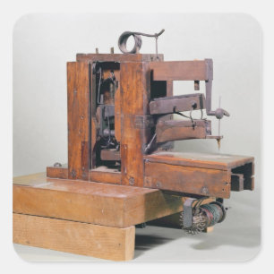 Couseuse', eerste naaimachine, 1830 vierkante sticker