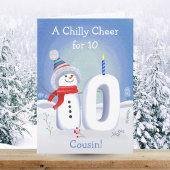 Cousin 10th Birthday Snowman Snowy Ten Card Kaart