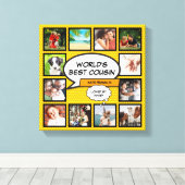 Cousin 12 foto collage retro stripboek leuk canvas afdruk