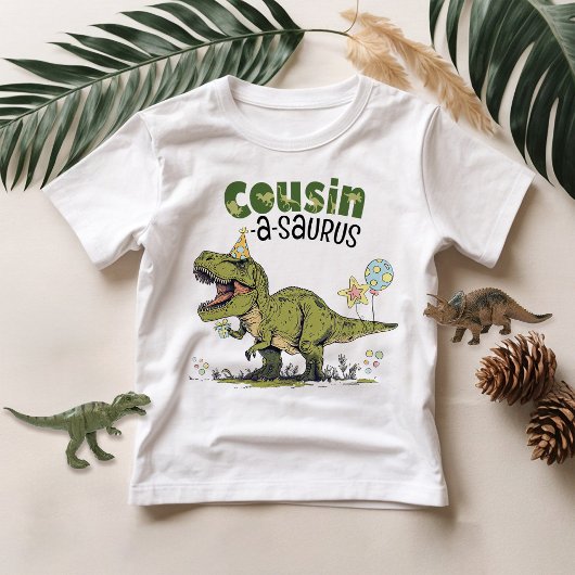 Cousin-a-saurus Dinosaur Thema Kinderverjaardagsfe T-shirt