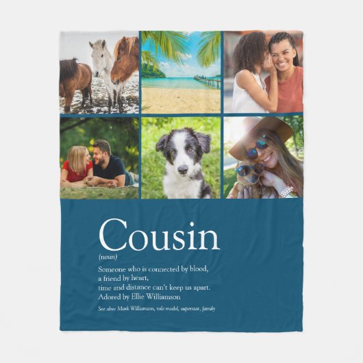 Cousin Allerbeste Definitie 6 Foto Blauw Fleece Deken (Voorkant)