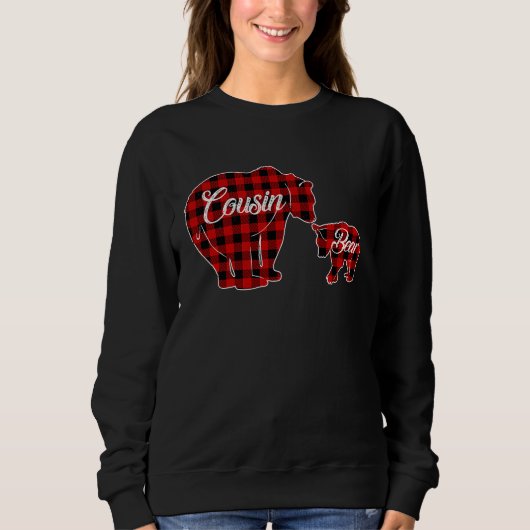 Cousin Bear  Buffalo Plaid Christmas T Trui (Voorkant)