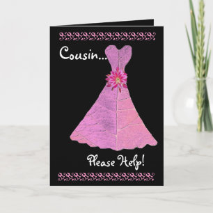 COUSIN Bruidsmeisje Uitnodiging ROZE jurk V01