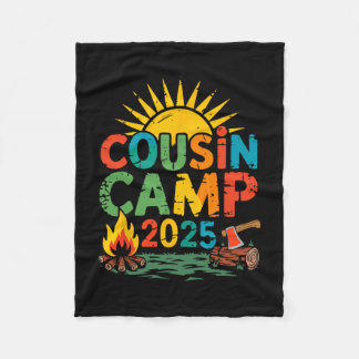 Cousin Camp 2025 Camping Campfire Summer Vacation  Fleece Deken