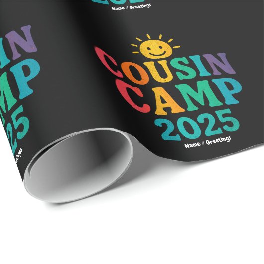 Cousin Camp 2025 Zomervakantie Fun Camping Cadeaupapier (Rol Hoek)