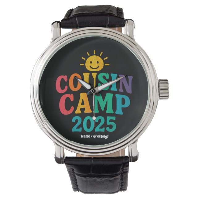 Cousin Camp 2025 Zomervakantie Fun Camping Horloge (Voorkant)