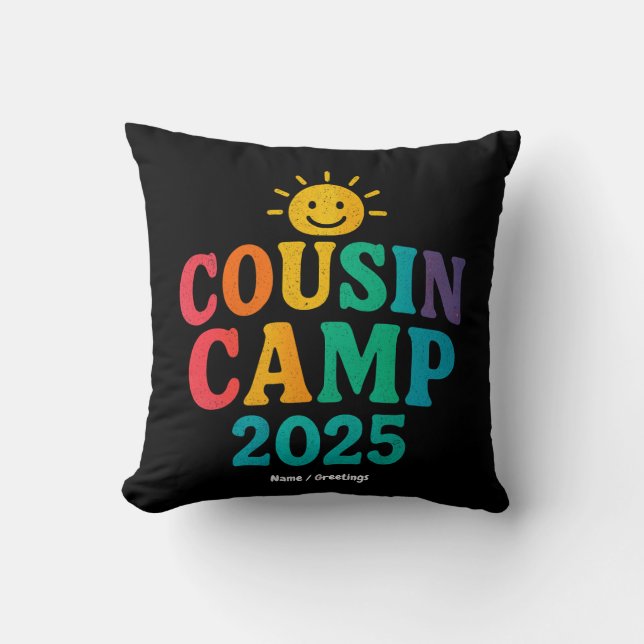 Cousin Camp 2025 Zomervakantie Fun Camping Kussen (Voorkant)