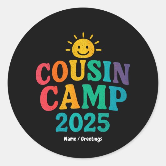 Cousin Camp 2025 Zomervakantie Fun Camping Ronde Sticker (Voorkant)