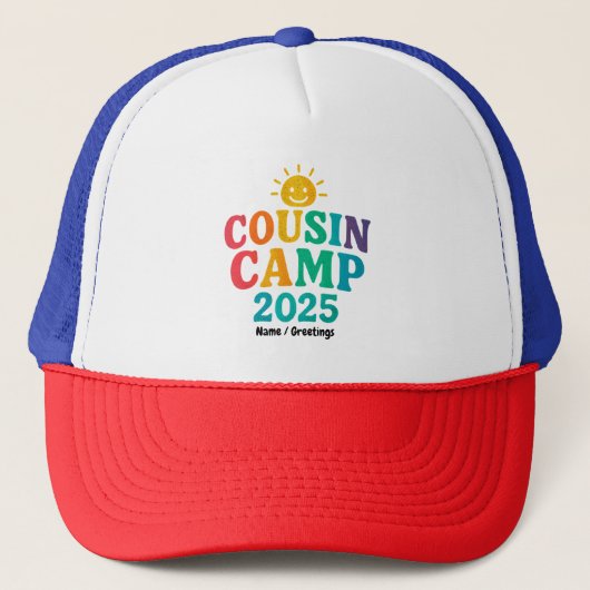 Cousin Camp 2025 Zomervakantie Fun Camping Trucker Pet (Voorkant)