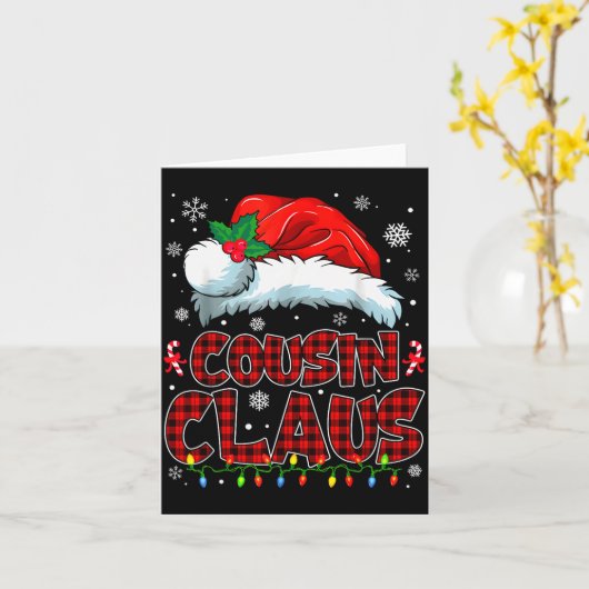 Cousin Claus Christmas Lights Pajama Family Group  Kaart (Gele Bloem)