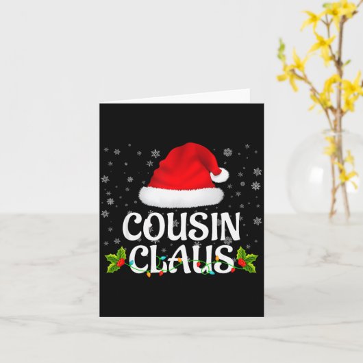 Cousin Claus Christmas Lights Santa Pajama Family  Kaart (Gele Bloem)
