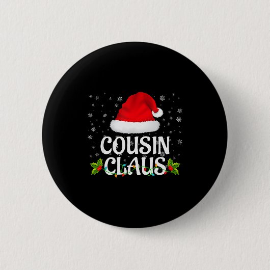 Cousin Claus Christmas Lights Santa Pajama Family  Ronde Button 5,7 Cm (Voorkant)