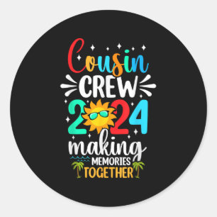 Cousin Crew 2024 Zomer Vakantie Strand Familiereis Ronde Sticker