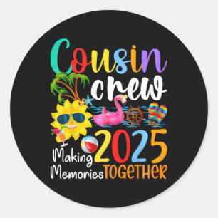 Cousin Crew 2025 Zomervakantie Strand Familiereis Ronde Sticker