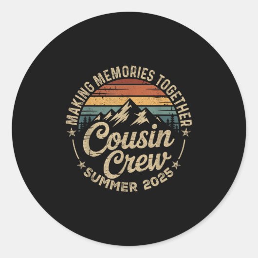 Cousin Crew 2025 Zomervakantie Strand Familiereis Ronde Sticker (Voorkant)