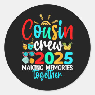 Cousin Crew 2025 Zomervakantie Strand Familiereis Ronde Sticker