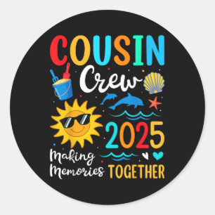 Cousin Crew 2025 Zomervakantie Strand Familiereis Ronde Sticker