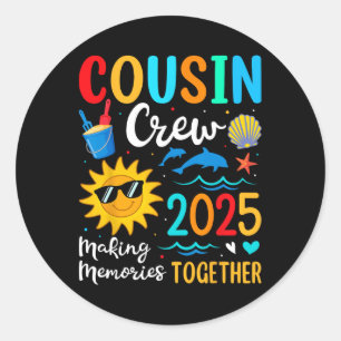 Cousin Crew 2025 Zomervakantie Strand Familiereis Ronde Sticker