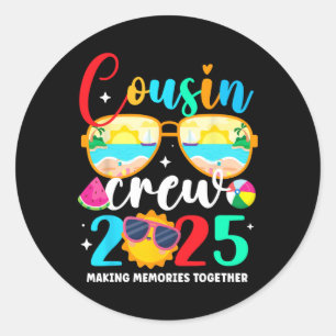 Cousin Crew 2025 Zomervakantie Strand Familiereis Ronde Sticker