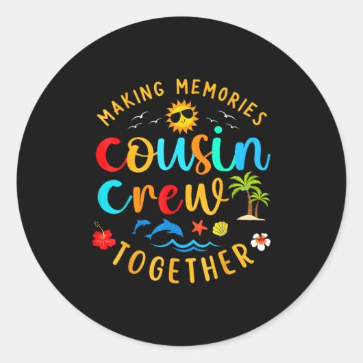 Cousin Crew 2025 Zomervakantie Strand Familiereis Ronde Sticker (Voorkant)