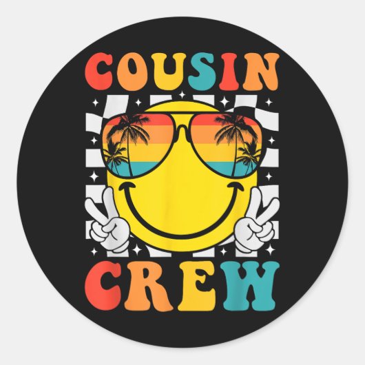 Cousin Crew 2025 Zomervakantie Strand Familiereis Ronde Sticker (Voorkant)