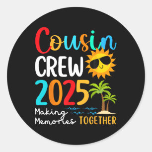 Cousin Crew 2025 Zomervakantie Strand Familiereis Ronde Sticker
