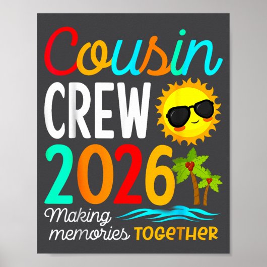 Cousin Crew 2026 Summer Vacation Beach Family Trip Poster (Voorkant)