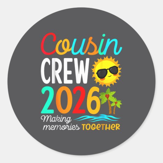 Cousin Crew 2026 Summer Vacation Beach Family Trip Ronde Sticker (Voorkant)