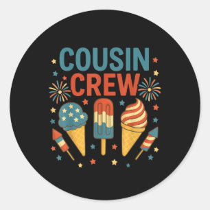Cousin Crew 4 juli ijs patriottische kinderen B Ronde Sticker