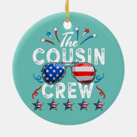 Cousin Crew 4th of July Patriotic American Family Keramisch Ornament (Achterkant)