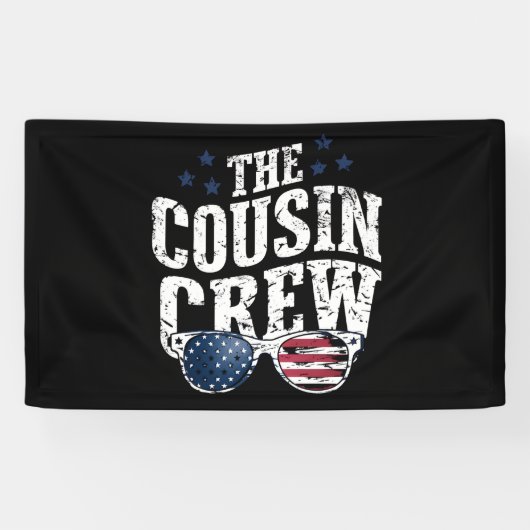 Cousin Crew 4th of July Patriotic American Family Spandoek (Horizontaal)