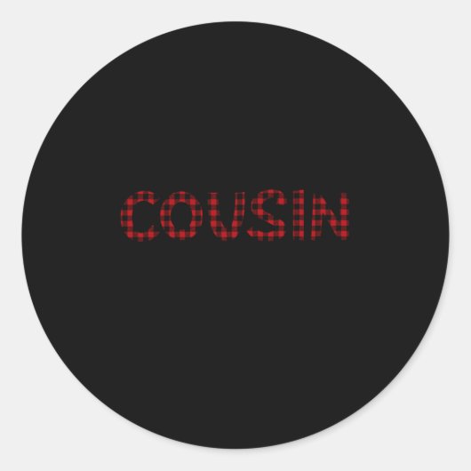 Cousin Crew Buffalo Plaid Pattern Christmas T Shir Ronde Sticker (Voorkant)
