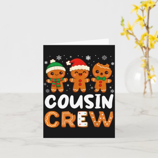 Cousin Crew Christmas 2025 Cookie Kids Boy Girl Fa Kaart (Gele Bloem)