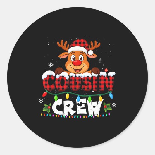 Cousin Crew Christmas 2025 Family Matching Santa E Ronde Sticker (Voorkant)