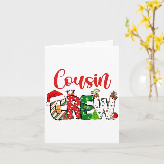 Cousin Crew Christmas Family Pajama Front And Back Kaart (Gele Bloem)
