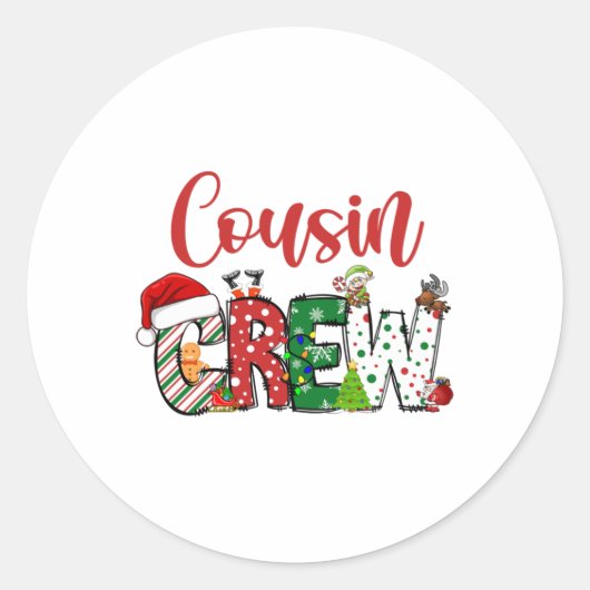 Cousin Crew Christmas Family Pajama Front And Back Ronde Sticker (Voorkant)