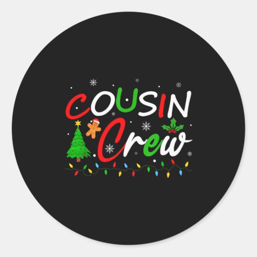 Cousin Crew Christmas Family Santa Men Women Kids  Ronde Sticker (Voorkant)