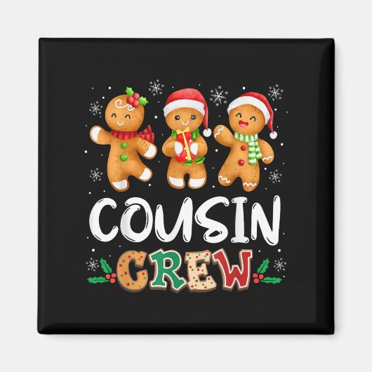 Cousin Crew Christmas Pajama Shirt Gingerbread Man Magneet (Voorkant)