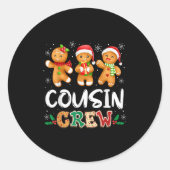 Cousin Crew Christmas Pajama Shirt Gingerbread Man Ronde Sticker (Voorkant)