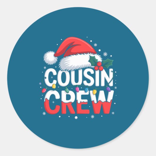 Cousin Crew Christmas Reindeer Antlers Hat Lights  Ronde Sticker (Voorkant)