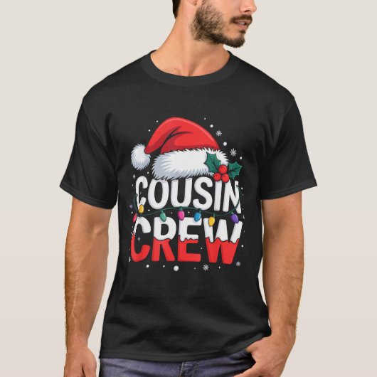 Cousin Crew Christmas Reindeer Antlers Hat Lights  T-shirt (Voorkant)
