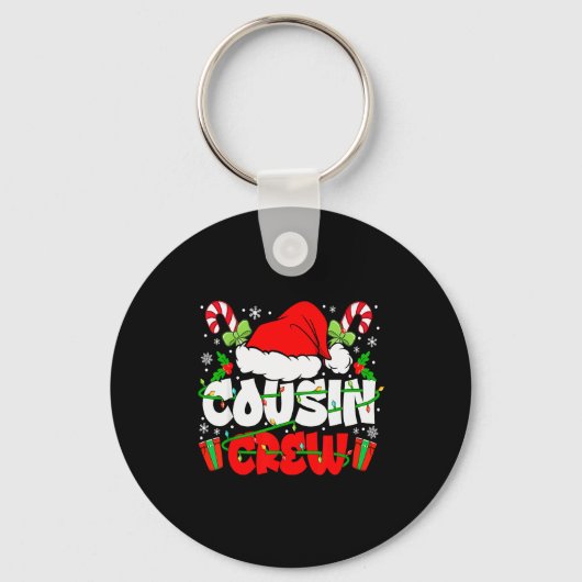 Cousin Crew Christmas Santa Hat Lights Xmas Men Bo Sleutelhanger (Voorkant)